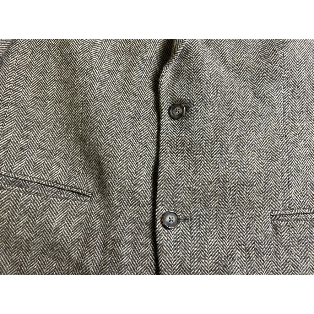 Lands' End Men's Wool Tweed‎ 2-Button Blazer Brown Beige Herringbone 42 R